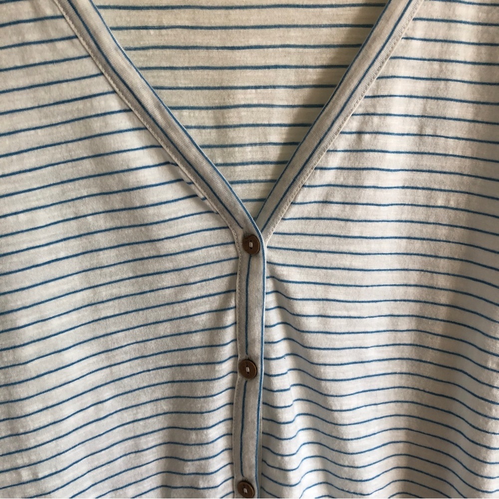 NWT Style & Co. Women’s White/Blue Striped Button Up Top (Size: L) - Picture 7 of 9